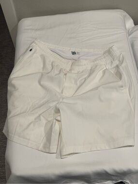 White Athletic Shorts with Black Logo